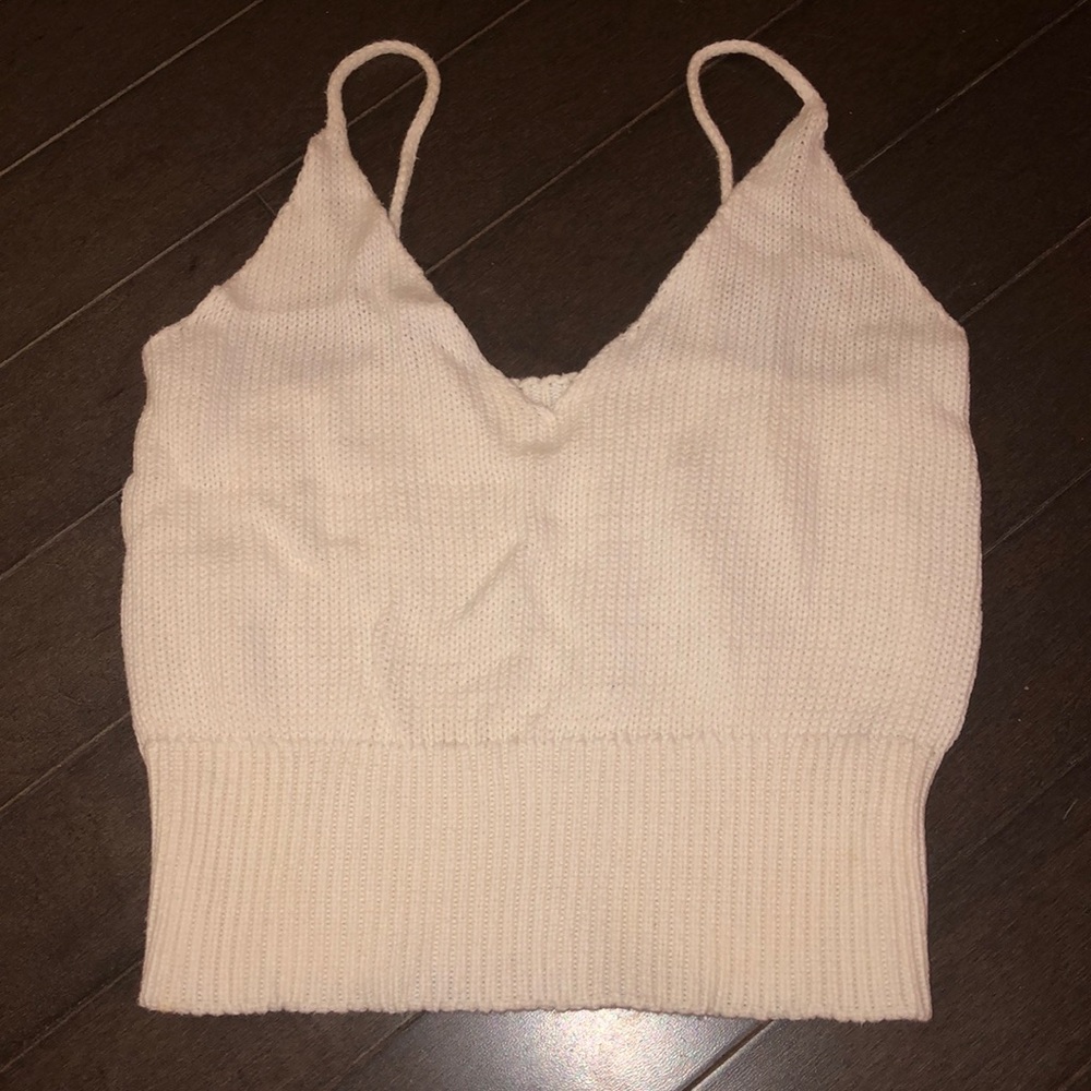 brandy melville white knit tank